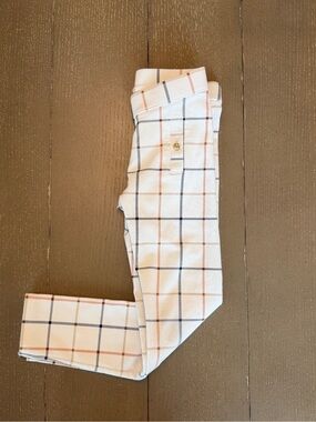 Janie and Jack Girls Winter White Plaid Ponte Spandex Dress Pants • Size 6 (S)